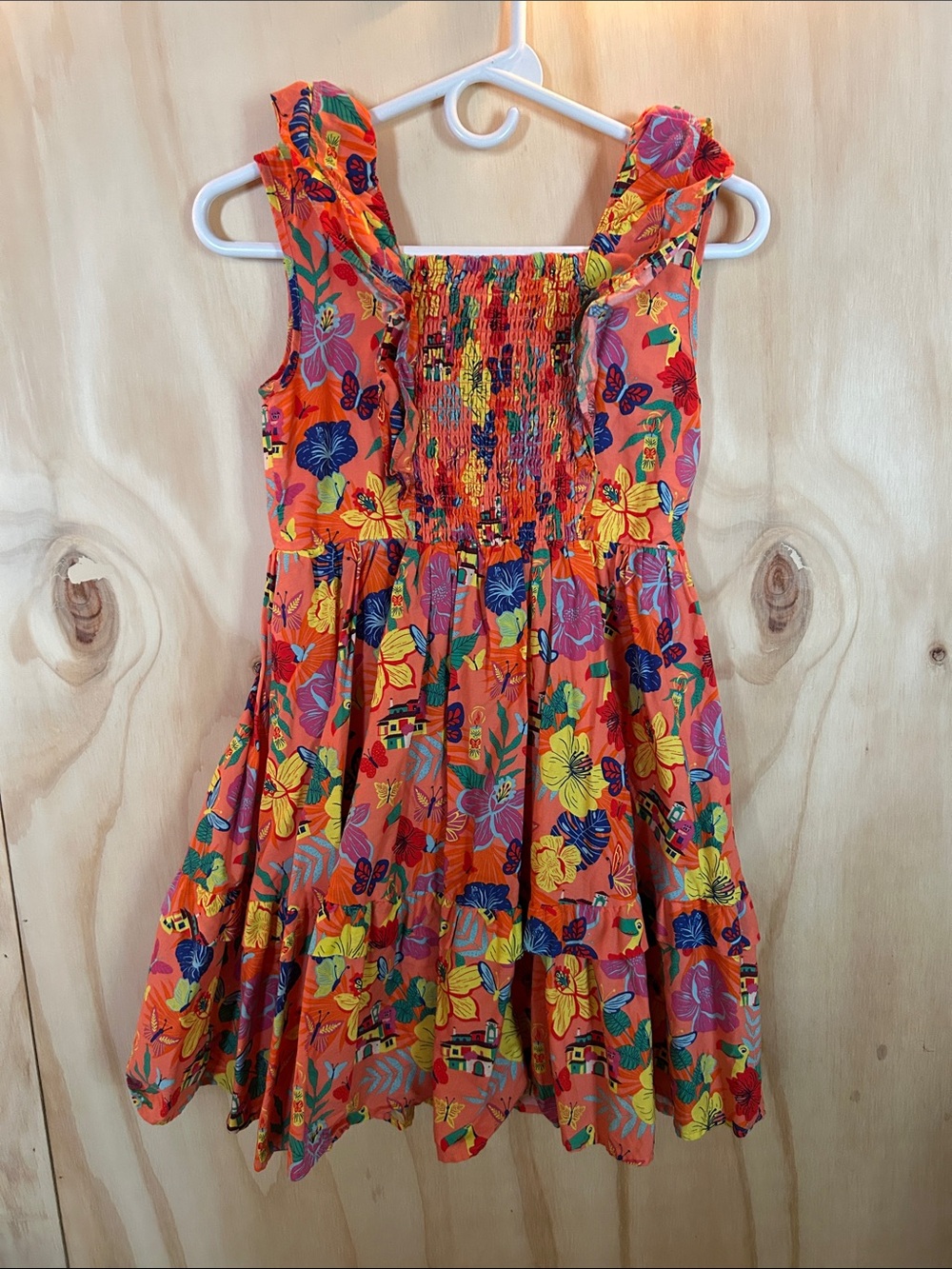 Disney Orange Floral Smocked Sundress with Ruffle Straps “Encanto”